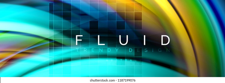 Flowing glowing color motion concept, trendy abstract layout template for business or technology presentation or web brochure cover, wallpaper. Vector illustration
