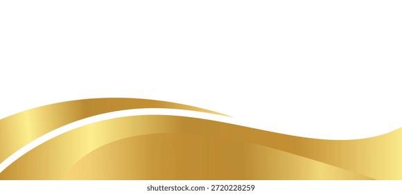 Flowing golden waves with golden gradient for a luxurious border or footer on a certificate, banner