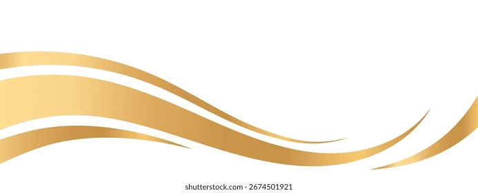 Flug goldene Wellen und Swooshs mit goldenem Farbverlauf für eine luxuriöse Grenze oder Fußzeile auf einem Zertifikat, Banner