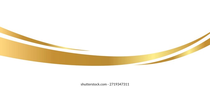 Ondas doradas que fluyen y swooshes con gradiente dorado para un borde lujoso o pie de página en un certificado, Anuncio