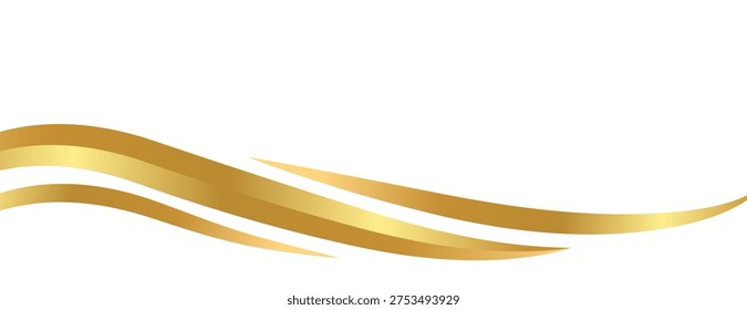 Flowing golden waves and swooshes with golden gradient