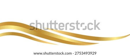 Flowing golden waves and swooshes with golden gradient