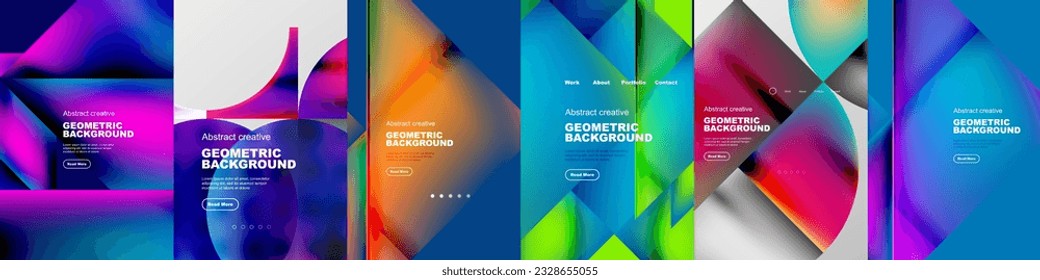 Flowing gradient color geometric shapes creates a captivating visual experience in minimal abstract composition backgrounds. Combination of smooth, flowing gradients and precise geometric forms