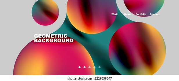 Flowing gradient colors and round elements and circles. Vector illustration for wallpaper, banner, background, leaflet, catalog, cover, flyer