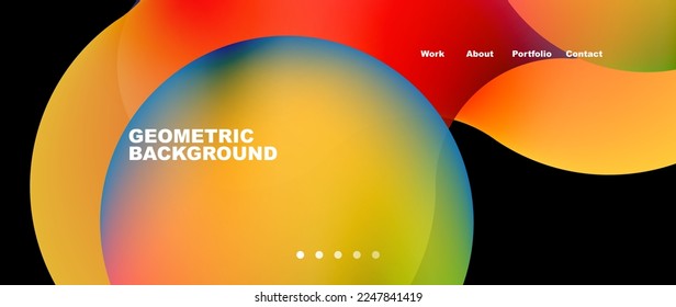 Flowing gradient colors and round elements and circles. Vector illustration for wallpaper, banner, background, leaflet, catalog, cover, flyer