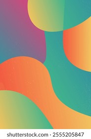 Flowing Gradient in Retro Orange and Teal Shades . Abstract gradient background with flowing. Subtle grainy texture adds a retro, dynamic effect vector illustration