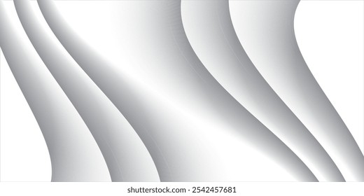 Forma de curva cinza fluente com fundo abstrato vetor gradiente suave, arte relaxante e tranquila, facilidade e imagem tranquila