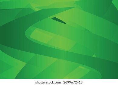 Cintas abstractas verdes fluidas crean un fondo dinámico y moderno con una sensación de movimiento y profundidad.