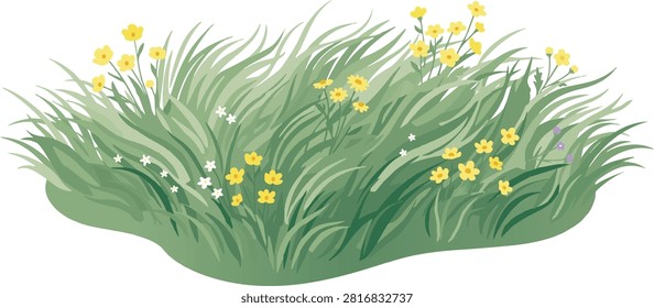 Flowing Green Grass With Yellow Flowers design