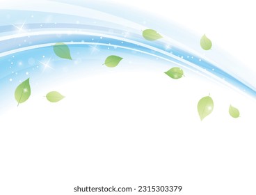 Flowing green leaves and waves, vector illustration