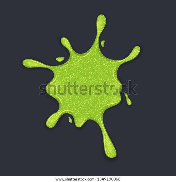 流れる緑の粘り気のある液体粘液 グレイの背景に有毒な塊のベクターイラスト のベクター画像素材 ロイヤリティフリー