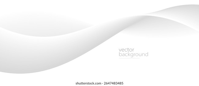 Forma de curva cinza fluente com fundo abstrato vetor gradiente suave, arte relaxante e tranquila, facilidade e imagem tranquila.
