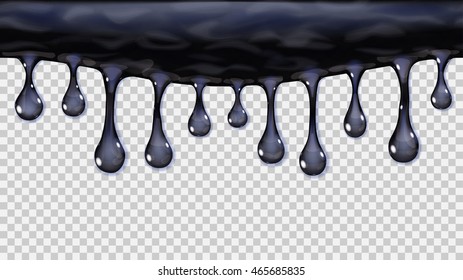 Flowing or hanging transparent seamless repeatable drops in black colors