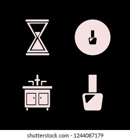 flowing icon. flowing vector icons set hourglass, nail polish and faucet