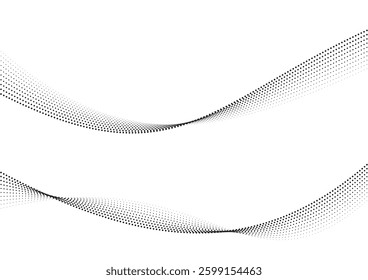Flowing image, curved, streamlined, wavy dots