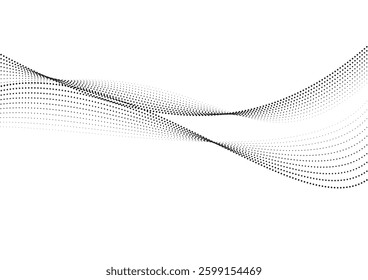 Flowing image, curved, streamlined, wavy dots