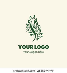 Flowing Leaf Logo Design with Natural and Eco-Friendly Elements for Sustainable Branding

