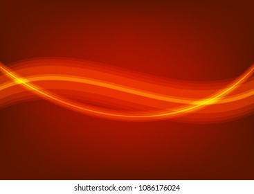 Flowing Light Digital Glowing Lines on Orange background,Network and technology concept,vector illustration.