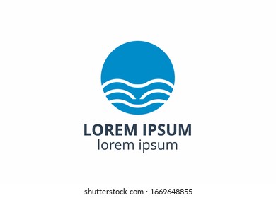 flowing line liquid like wave on circle logo illustration design template icon for any corporate or company use.
