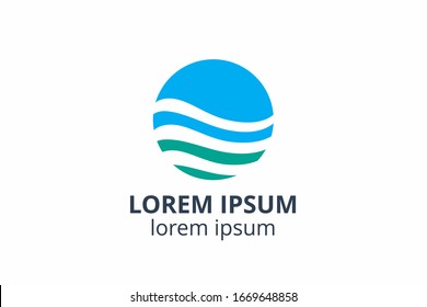 flowing line liquid like wave on circle logo illustration design template icon for any corporate or company use.
