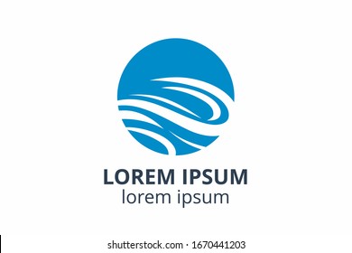 flowing line liquid like wave on circle logo illustration design template icon for any corporate or company use.