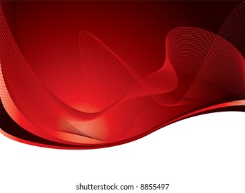 flowing lines of a abstract background in red and white
