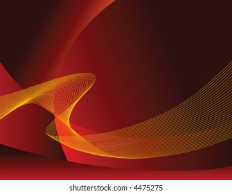 Flowing lines in dark reds and orange