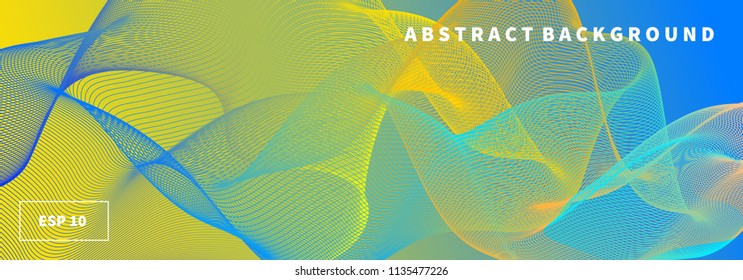 Flowing lines, geometric background, gradient banner, blend lines, template, presentation, abstract holizontal banner. Vector illustration