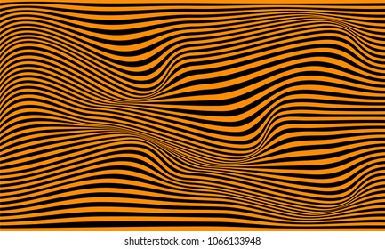 Flowing lines and waves, retro background, line illusion. Colors of St. George's ribbon on the Victory Day on May 9.