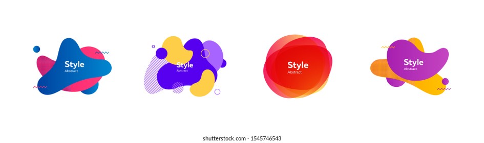 Flowing liquid forms with text sample. Dynamical colored forms. Gradient banners with flowing liquid shapes. Template for design of logo, mobile application or game. Vector illustration