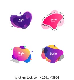 Flowing liquid forms with text sample. Dynamical colored forms. Gradient banners with flowing liquid shapes. Template for design of logo, mobile application or game. Vector illustration