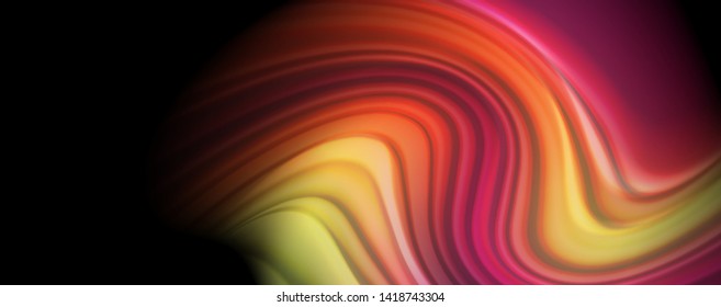 Flowing liquid rainbow colors - modern colorful flow poster. Wave liquid shapes. Art design for your design project. Vector template