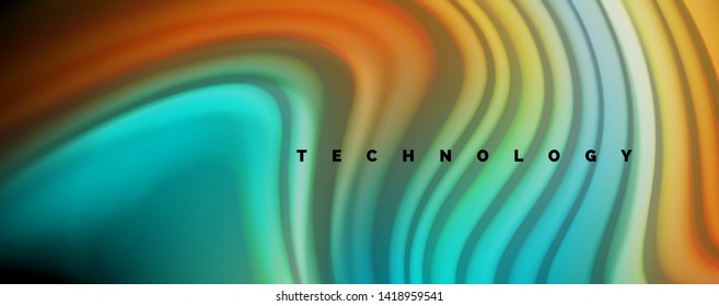 Flowing liquid rainbow colors - modern colorful flow poster. Wave liquid shapes. Art design for your design project. Vector template