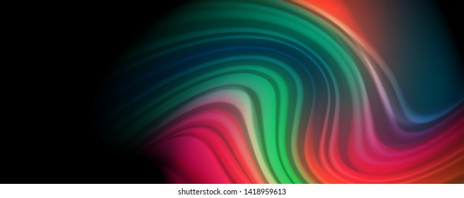 Colores de arcoiris líquido flotante - moderno afiche de flujo colorido. Formas líquidas onduladas. Diseño artístico para su proyecto de diseño. Plantilla de vector