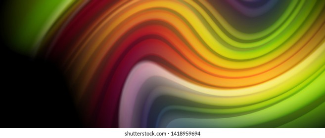 Flowing liquid rainbow colors - modern colorful flow poster. Wave liquid shapes. Art design for your design project. Vector template