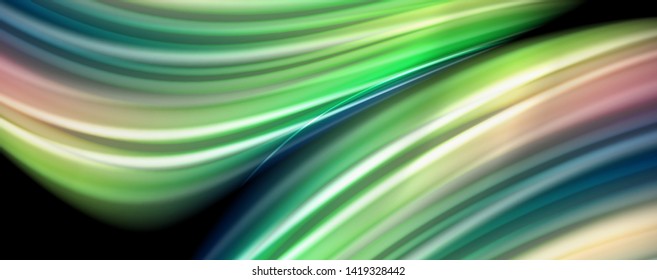 Flowing liquid rainbow colors - modern colorful flow poster. Wave liquid shapes. Art design for your design project. Vector template