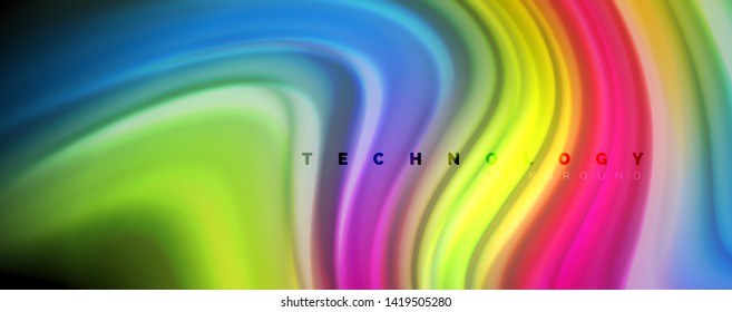 Flowing liquid rainbow colors - modern colorful flow poster. Wave liquid shapes. Art design for your design project. Vector template