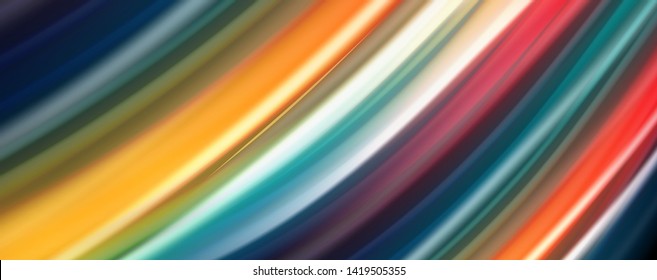 Flowing liquid rainbow colors - modern colorful flow poster. Wave liquid shapes. Art design for your design project. Vector template