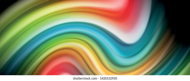 Flowing liquid rainbow colors - modern colorful flow poster. Wave liquid shapes. Art design for your design project. Vector template