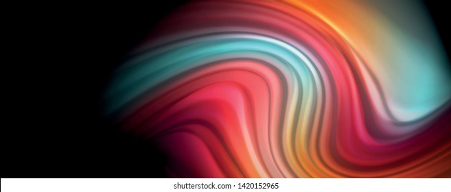 Flowing liquid rainbow colors - modern colorful flow poster. Wave liquid shapes. Art design for your design project. Vector template