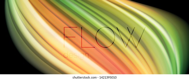 Colores de arcoiris líquido flotante - moderno afiche de flujo colorido. Formas líquidas onduladas. Diseño artístico para su proyecto de diseño. Plantilla de vector
