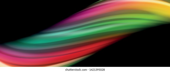 Flowing liquid rainbow colors - modern colorful flow poster. Wave liquid shapes. Art design for your design project. Vector template