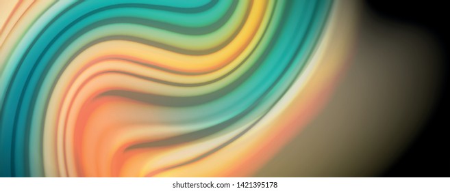 Flowing liquid rainbow colors - modern colorful flow poster. Wave liquid shapes. Art design for your design project. Vector template