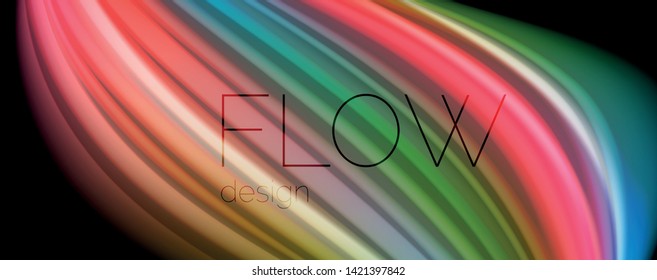 Flowing liquid rainbow colors - modern colorful flow poster. Wave liquid shapes. Art design for your design project. Vector template