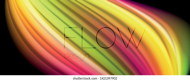 Colores de arcoiris líquido flotante - moderno afiche de flujo colorido. Formas líquidas onduladas. Diseño artístico para su proyecto de diseño. Plantilla de vector