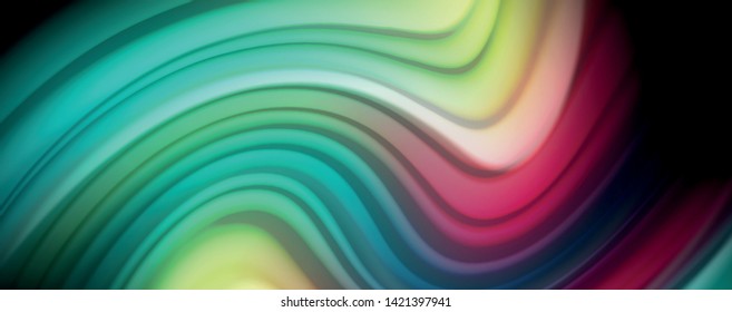 Colores de arcoiris líquido flotante - moderno afiche de flujo colorido. Formas líquidas onduladas. Diseño artístico para su proyecto de diseño. Plantilla de vector