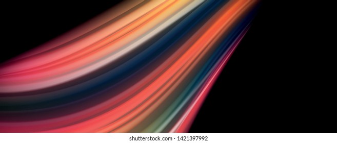 Flowing liquid rainbow colors - modern colorful flow poster. Wave liquid shapes. Art design for your design project. Vector template
