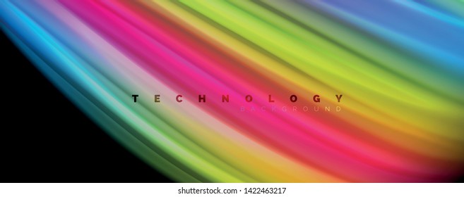 Flowing liquid rainbow colors - modern colorful flow poster. Wave liquid shapes. Art design for your design project. Vector template