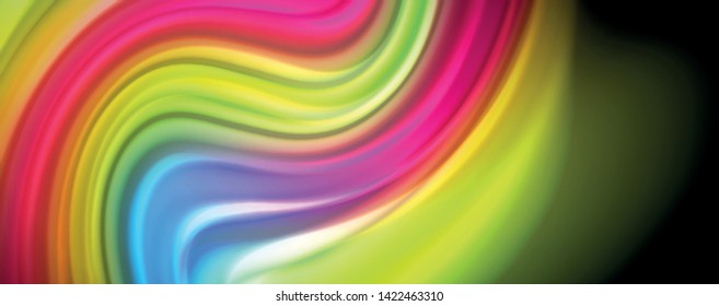 Flowing liquid rainbow colors - modern colorful flow poster. Wave liquid shapes. Art design for your design project. Vector template