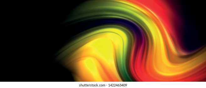 Colores de arcoiris líquido flotante - moderno afiche de flujo colorido. Formas líquidas onduladas. Diseño artístico para su proyecto de diseño. Plantilla de vector
